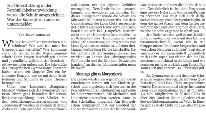 Überreichung Lions-Quest-Siegel